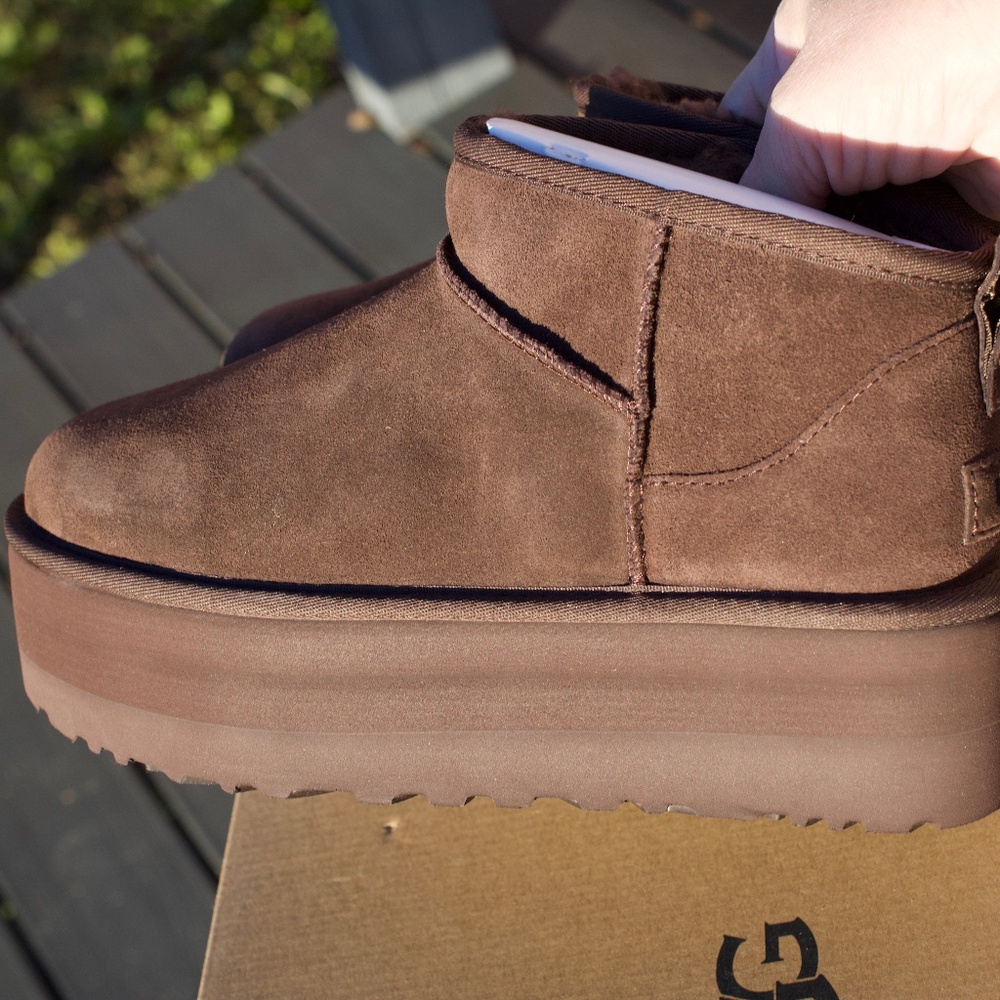 UGG Brown Suede Platform Ankle Booties